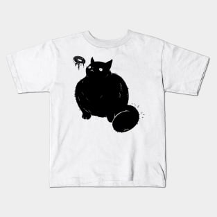 Big Chonker Cat Looking At Donut Art Kids T-Shirt